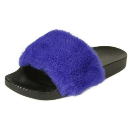 - Posh Style Women's Fashion Comfy Soft Fur Slide