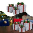 thumbnail image 2 of MOQIN 3 Pack Lighted Christmas Tinsel Gift Boxes Decor with Warm Lights Battery Operated Light Up Present Boxes Xmas Tree Decorations for Indoor Outdoor Home Tree and Mantel, 2 of 6