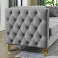 thumbnail image 5 of {Contact us for 3D modeling} Velvet Sofa for Living Room,Buttons Tufted Square Arm Couch, Modern Couch Upholstered Button and Metal Legs, Sofa Couch for Bedroom, Grey Velvet, 5 of 7
