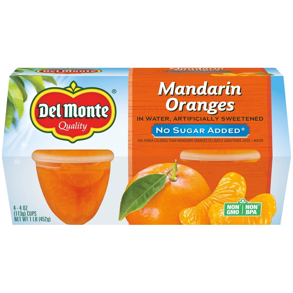 Buy 4 Cups Del Monte Mandarin Oranges Fruit Cups, No Sugar Added, 4 oz Online at Lowest Price in