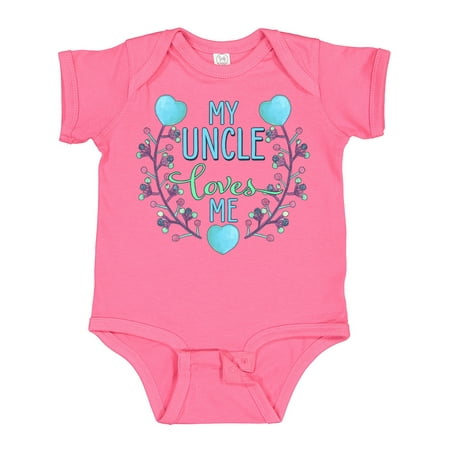 

Inktastic My Uncle Loves Me with Flowers and Hearts Gift Baby Boy or Baby Girl Bodysuit