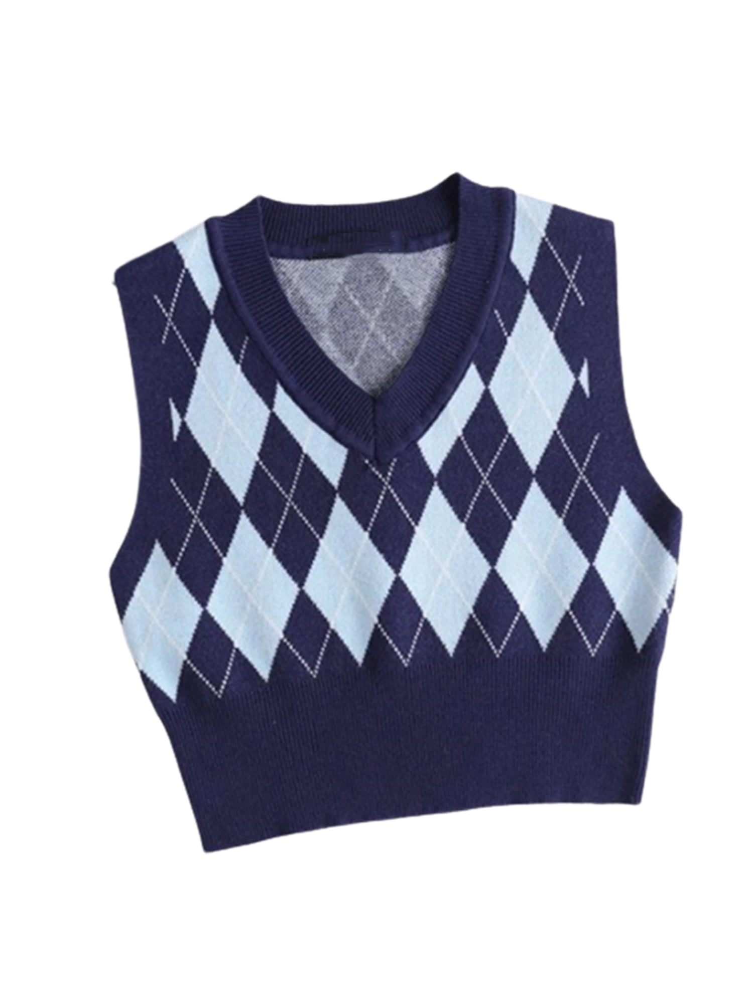 Urobanpeeg Women Sleeveless Plaid Knitted Crop Sweaters Casual Sweater Vest  - Walmart.com