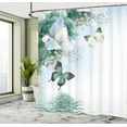 thumbnail image 5 of Ambesonne Floral Shower Curtain, Wild Flowers and Butterflies, 69"Wx70"L, Sea Green, 5 of 5