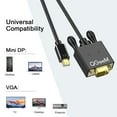 thumbnail image 4 of Mini Displayport to VGA, QGeeM Display Port to VGA 6 Feet Cable Adapter to 1080P@60Hz, DP to VGA Converter Compatible for MacBook Air/Pro, Surface Pro/Dock, Monitor, Projector(Black), 4 of 7