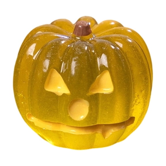 Qiulaii Luminous Mini Resin Pumpkin Statue Glow In The Dark Grimace Pumpkin Figurine Halloween DIY Craft Tiered Tray Tabletop Fall Season Decor, (J)