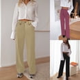 thumbnail image 3 of SCHUHLAND Women's High Waisted Dress Pants - Elegant Solid Ankle Trousers, Professional Straight Leg Business Casual Slacks with Button Detail, 3 of 8