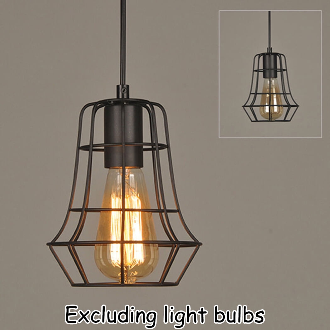 Industrial Metal Ceiling Pendant Light Shade Geometric Wire Cage Lampshade Lamp 