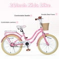 thumbnail image 5 of Aukfa 20" Girls Bike with Basket – Kids Bicycle for Ages 7-12, Front & Rear Brakes,Pink, 5 of 6