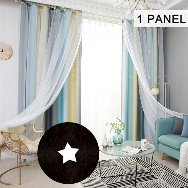 Sexy Dance Blackout Cortina de ventana Ojal Habitación Cortina de oscurecimiento Doble capa Estrella Ahueca hacia fuera Tratamientos de ventana para niños Cortinas de ventana con aislamiento térmico