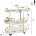 thumbnail image 7 of EastVita Gold Bar Cart,3 Tier Rotated Bar Cart with Wine Rack & Glass Holder,Bar Serving Cart with Wheels for Living Room Kitchen Dining Room,Gold, 7 of 7