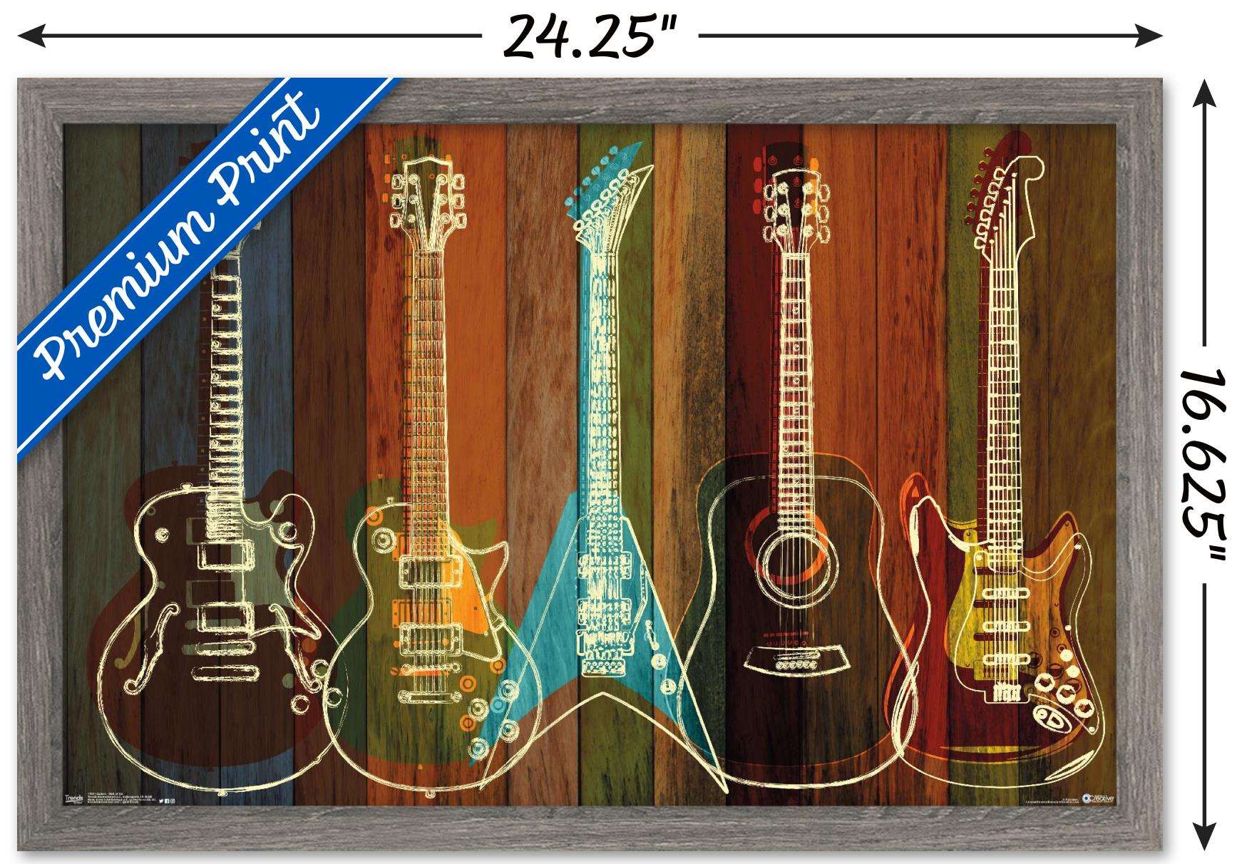 Guitars Wall Art Wall Poster, 14.725" x 22.375", Framed