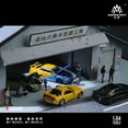 thumbnail image 5 of 1/64 Diorama Diecast Garage Model, LED Lighting Japanese Parking Lot Model Display Case, Workshop Factory Building Model Garage, for Diecast Car Models Display, Cars Storage, Display Box, 5 of 21
