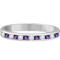 thumbnail image 2 of Amethyst and Diamond Semi-Eternity Channel Ring 14k White Gold (0.40ct), 2 of 4
