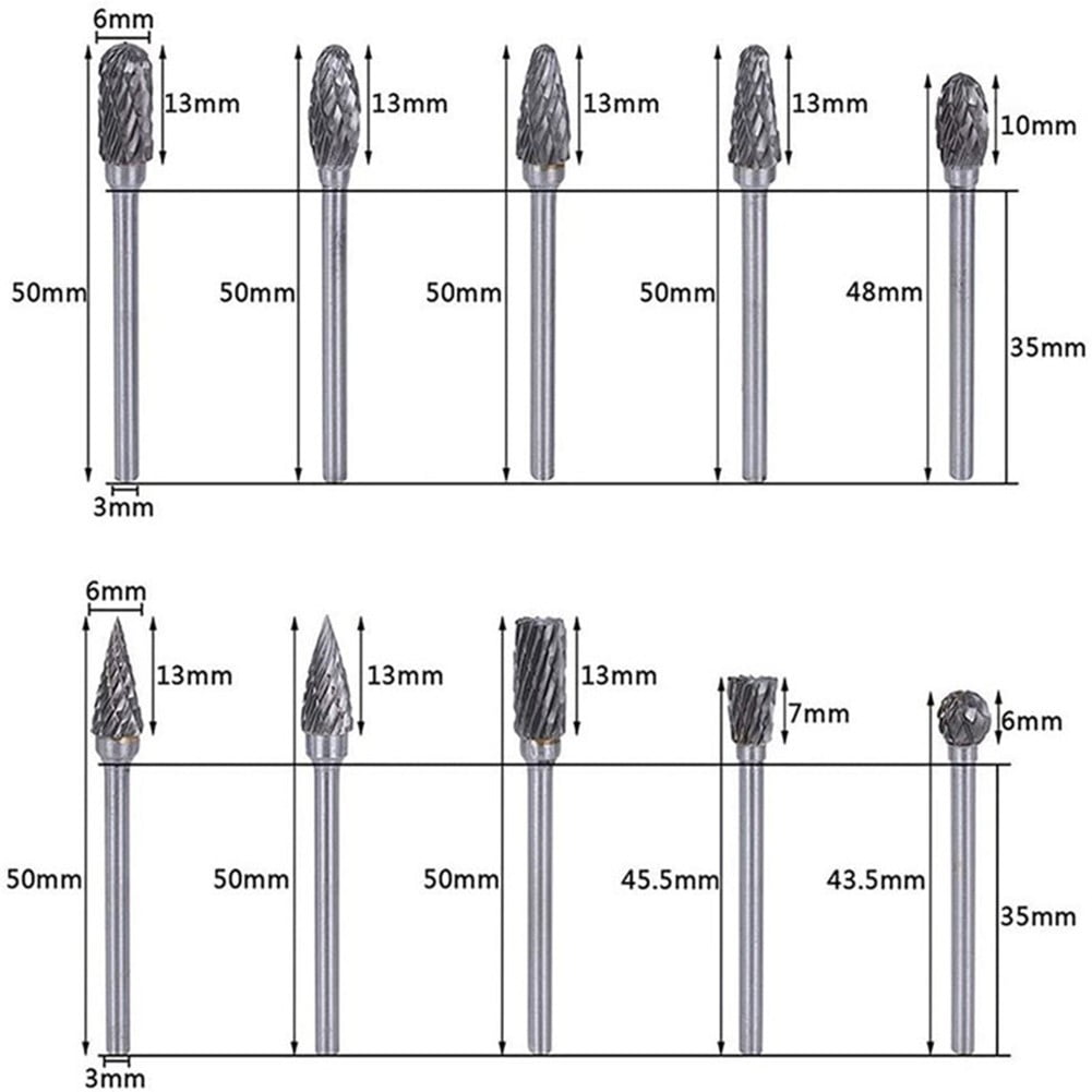 20PCS Carbide Burr Set Die Grinder Rotary Tool Rasp For Dremel Wood Carving Bits Grinding Engraving Cutting Trimming Drill Bit