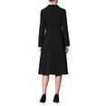 thumbnail image 3 of Vestido midi plisado de mujer con solapa de pico, manga larga, corte A, XL, negro, 3 of 5