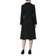 thumbnail image 3 of Vestido midi plisado de mujer con solapa de pico, manga larga, corte A, XL, negro, 3 of 5