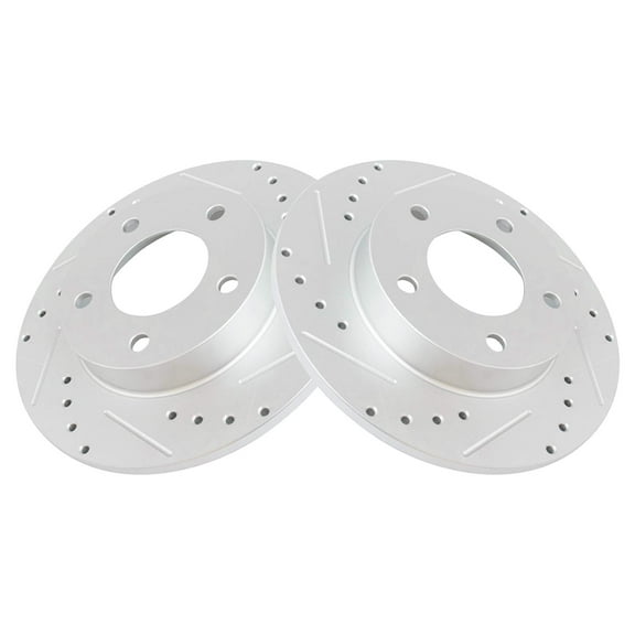 TRQ Rear Performance Brake Rotors Set Premium G-Coated Cross Drilled & Slotted Fits Select 1993-1997 Ford Probe Mazda 626 MX-6 2001-2003 Protege 2002-2003 Protege5