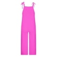thumbnail image 5 of safuny Women's Wide Leg Cotton Loose Jumpsuits Pocket Teen Fashion Girls Solid Color Relaxed Sleeveless Scoop Neck Trousers Casual Comfy Bandage Adjust Hot Pink XL, 5 of 5