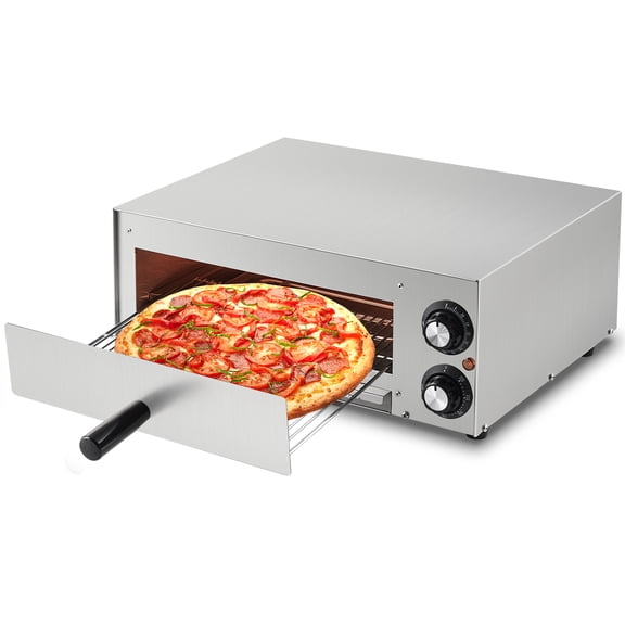 Accreate Pizza Oven Indoor Electric Countertop Commercial Pizza Maker, Stainless Steel Pizza Cooker Machine with Pizza Stone, Adjustable Timer/Temp, for Home Kitchen, Food Truck
