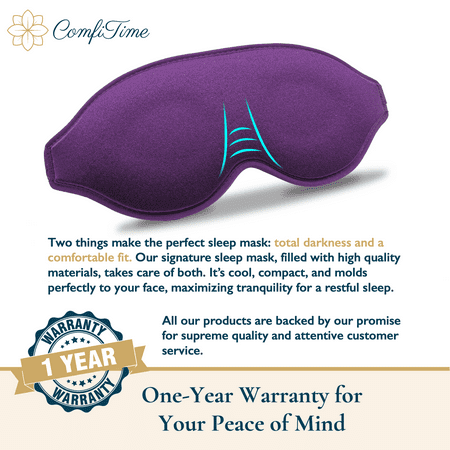 ComfiTime 3D Sleep Mask - 100% Blackout Eye Mask for Sleeping, Eye Covers for Men and Women, Contour Blindfold with Nose Baffle, Soft & Lightweight, Latex-Free