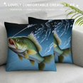 Autua Fishing Throw Pillow Cushion Cover, Largemouth Sea Bass Catching