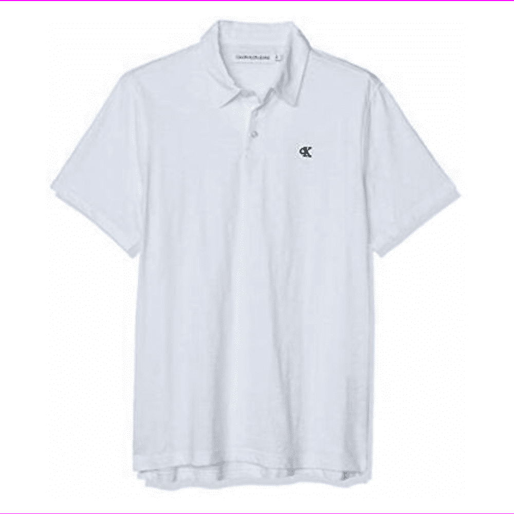 Klein Men's Short Sleeve Slub Monogram Logo Polo White XS - Walmart.com