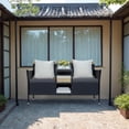 thumbnail image 3 of Vineego Outdoor Patio Loveseat Black Wicker 2-Seat Patio Conversation Set with Cushions & Center Storage Table，Gray, 3 of 7