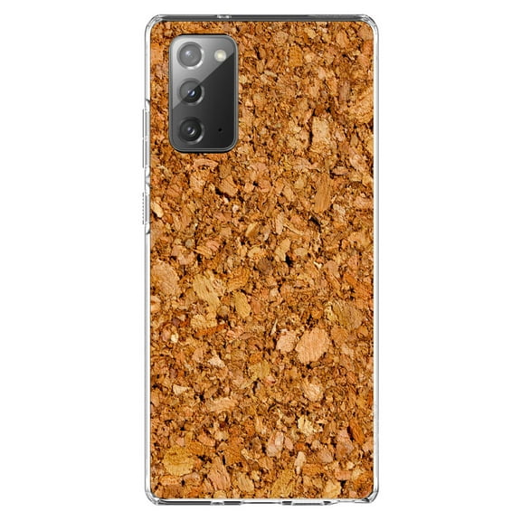 DistinctInk Clear Shockproof Hybrid Case for Galaxy Note 20 ULTRA (6.9" Screen) - TPU Bumper, Acrylic Back, Tempered Glass Screen Protector - Dark Cork Board Image Print - Printed Cork Image