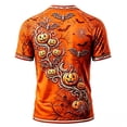 thumbnail image 3 of Men's Halloween Shirts Pumpkin Spooky Ghost Print Short Sleeve Tops Lightweight Crewneck Muscle T-Shirt Fall Halloween Costumes,Dark Gray,3XL, 3 of 3