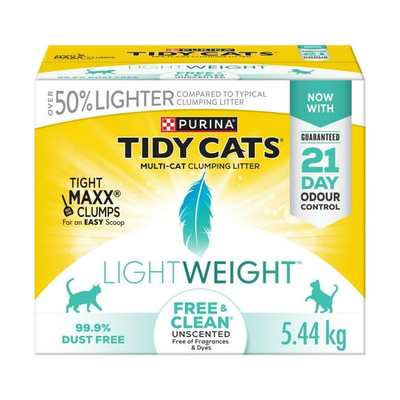 Tidy Cats Poids Plume Free & Clean Non Parfumée Litière Multichat, Litière Agglomérante pour Chats 5,44 kg 5,44 kg