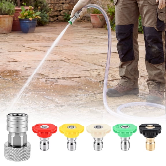 Garden Hose to Pressure Washer Adapter, 3/4 GHT to 1/4 Quick Connect Stainless Steel – for Mini Power Washer, Car Washing, Patio & Floor Cleaning
