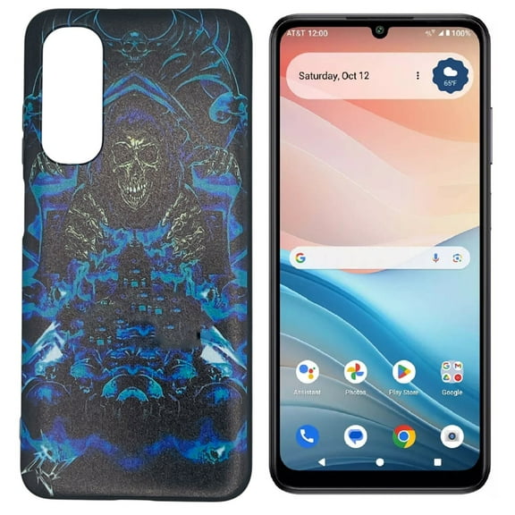 For AT&T Verge SL219A TPU 1-Piece Flexible Skin Cover Cell Phone Case - Blue Skull