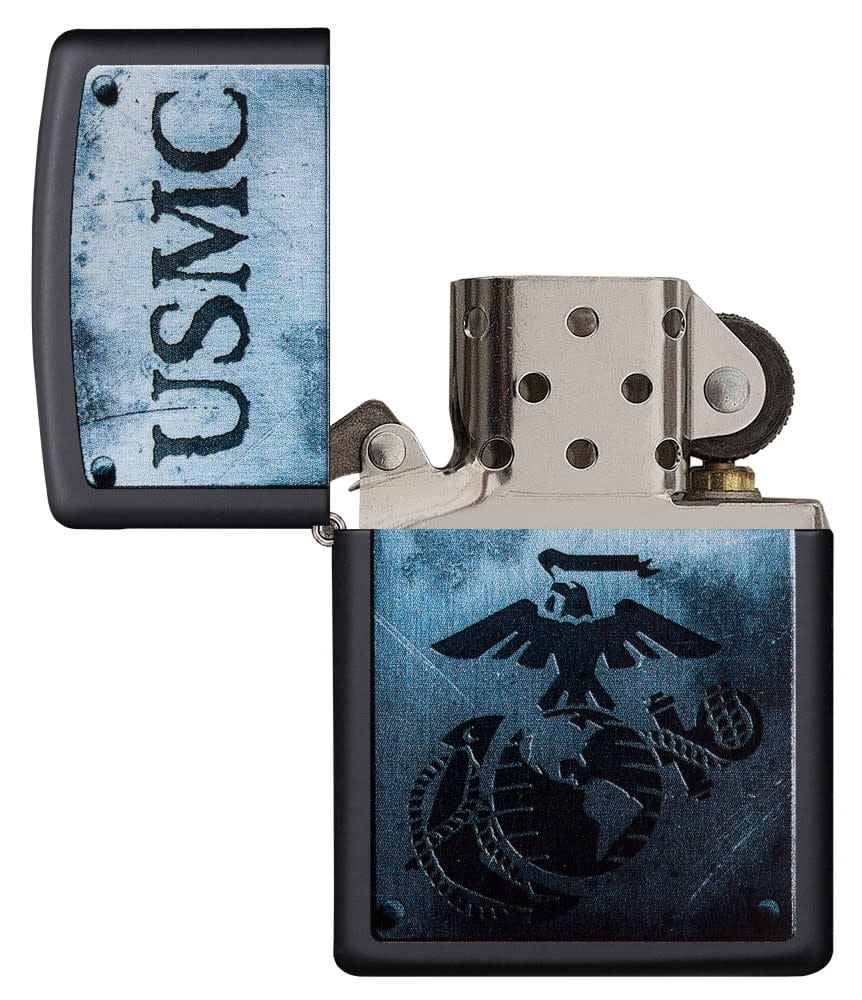 Zippo USMC Logo Black Matte Pocket Lighter