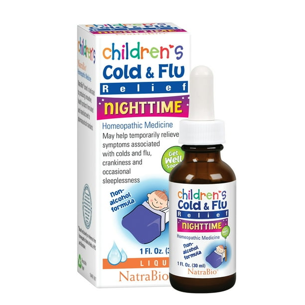 NatraBio Childrens Nighttime Cold & Flu Relief Homeopathic Medicine