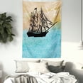 thumbnail image 3 of Nautical Tapestry, Hand Drawn Vintage Ship Motif Sailing on a Wavy Sea with Seagulls, Wall Hanging for Bedroom Living Room Dorm Decor, 40W X 60L Inches, Beige Pale Blue and Black, by Ambesonne, 3 of 5