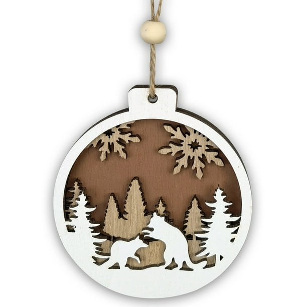 Fiudx Ofertas Flash Del Día Solo En Línea Colgante De Árbol De Navidad, Animales Tallados, Artesanías De Madera, Perchas Navideñas
