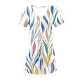 thumbnail image 6 of Cmfcve Women's Summer T-Shirt Dress Short Sleeve Tie Bohemian Dress V-Neck Printed Midi Dresses with Pockets, 6 of 6
