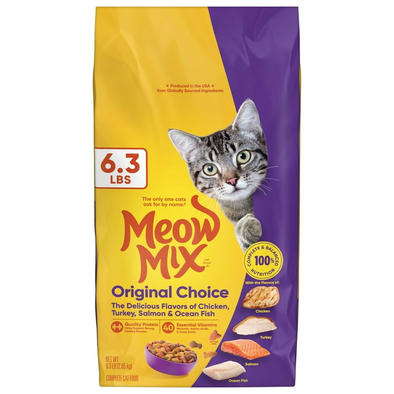 Meow Mix Original Choice Dry Cat Food, 6.3-Pound Bag, Chicken