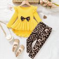 thumbnail image 2 of Toddler Girl Clothes Bowknot Ruffle Sleeve Top Floral Allover Pants Cute School Casual Fall Winter Outfit Set 3t 4t 5t 6t 7t 8t Little Girls Winter Outfits,6-7 Years,Yellow, 2 of 4