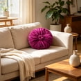 thumbnail image 2 of SLYNSHome Ruched Velvet Round Throw Pillow,Pink Pleated Rosette Center Decorative Cushion, Solid Color Accent Pillow for Sofa Bed Living Room Home Decor, 2 of 6