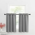 thumbnail image 2 of Short Curtain for Kitchen, Cafe Window Treatment, Rod Pocket Small Curtain for Bathroom Rv Cabin, Light Filtering Decorative Panel Set of 2, Cuxi 2X Short Curtains Grey, 2 of 3