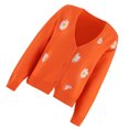 thumbnail image 2 of Qarigey Pelusas Suéter de mujer Patrón de flores de invierno Estampado de manga larga Cuello en V Transpirable Lavable Casual Elegante Suéteres para Prendas para la parte del cuerpo Naranja METRO Qarigey AP012615-27, 2 of 6