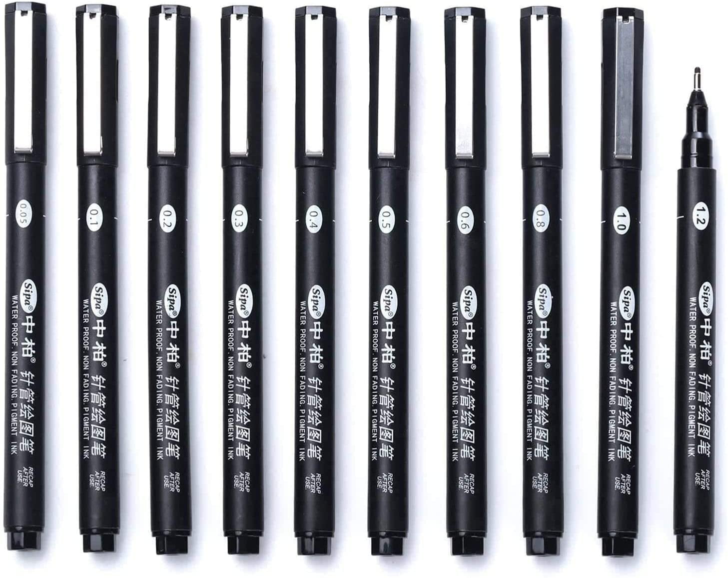 0.1 0.5mm Set of 3 0.3 Uni Pin Fine Liner Pen Pigment Markers Waterproof Ink 