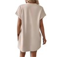 thumbnail image 2 of YUEVORA Women's Casual Solid Color Round Neck Short Sleeve T-Shirt Dress with Pockets, Loose Fit A-Line Dress for Spring & Summer, 2 of 5
