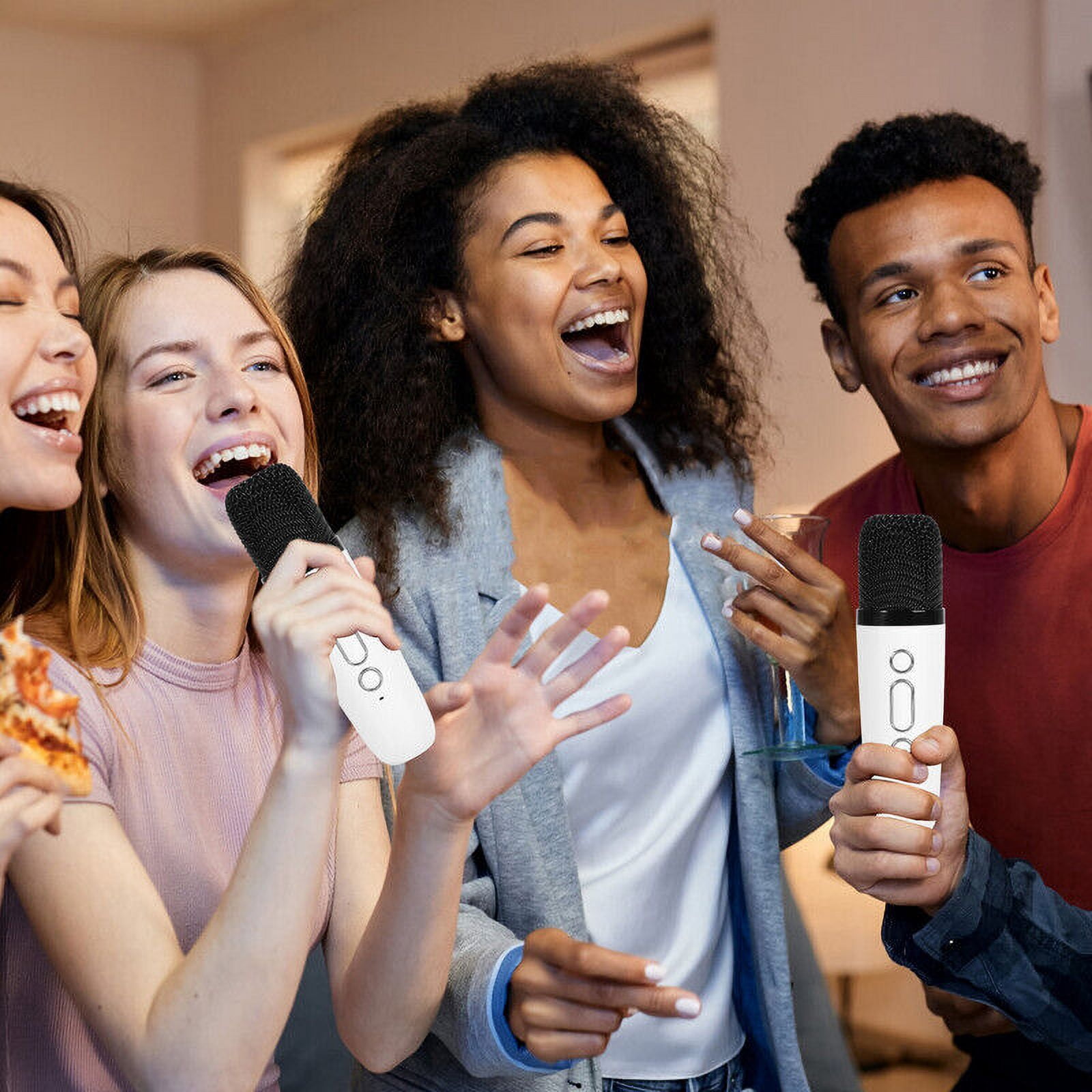 TOPCHANCES Mini Karaoke Machine for Kids, Portable Bluetooth Karaoke Speaker with 2 Wilreless Microphones and Dynamic Lights, Ideal Gifts for Girls Boys Home Party ( White )