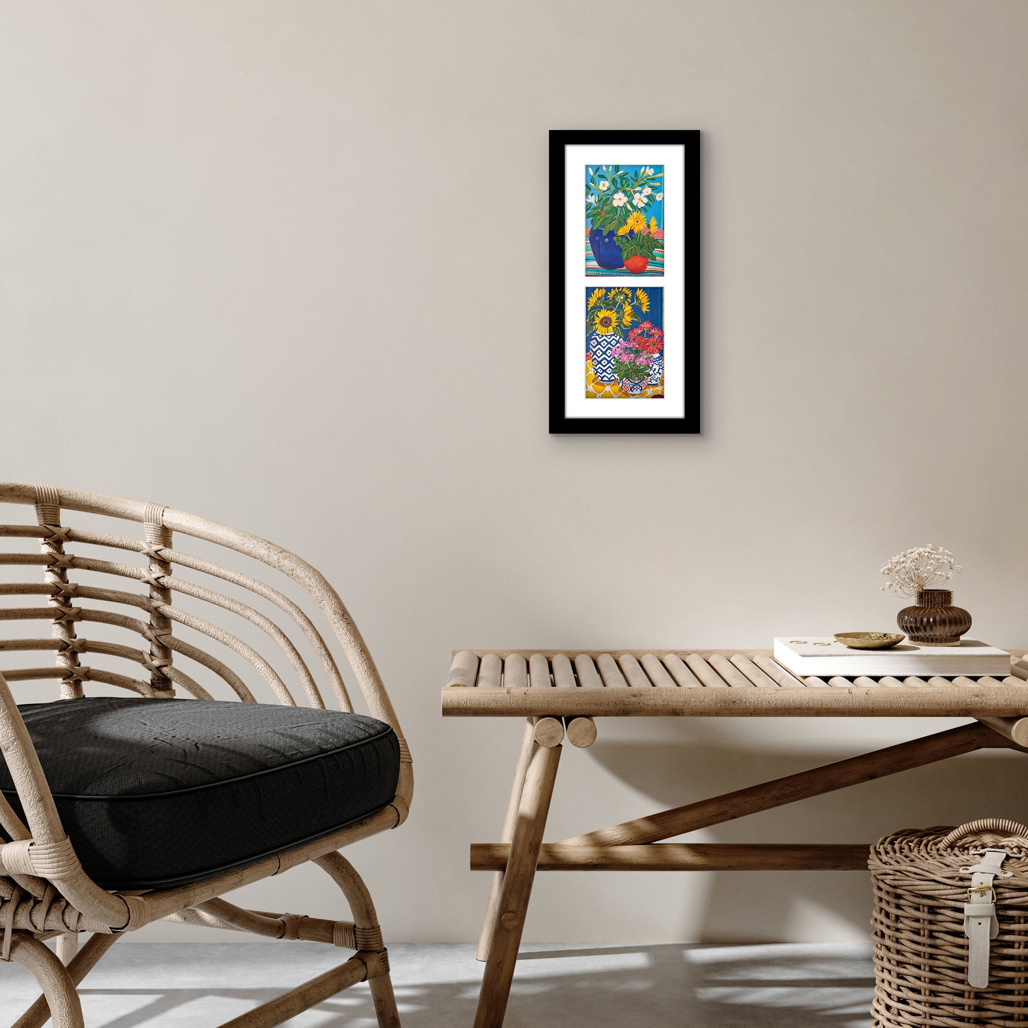 Americanflat 5x7 Double Picture Frame with Shatter-Resistant Glass Fits 2 use as One 7x16 Frame Signature - Black