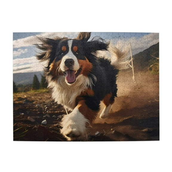 Running Bernese Mountain Dog 500-Piece Wooden Jigsaw Puzzle for Adults, Fun & Challenging Family Game, Stylish Wall Decor & Holiday Gift