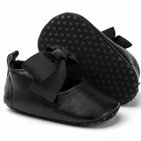 

Toddler Kid Baby Girls Princess Cute Toddler First Walk Bow Knot Tie Silk Shoes Black 13