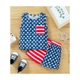 thumbnail image 2 of Seyurigaoka 2 Pcs Baby Boys/Girls Independence Day Outfits, Stars Print Horizontal Stripes Sleeveless O-Neck Vest + Elastic Waist Short Pants, 2 of 9