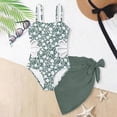 thumbnail image 2 of Godom Girls Swimsuit, Adjustable Straps Cut Out One Piece Bathing Suit with Solid Color Cover Up Skirt Girls' Swimwear,Green, 2 of 7